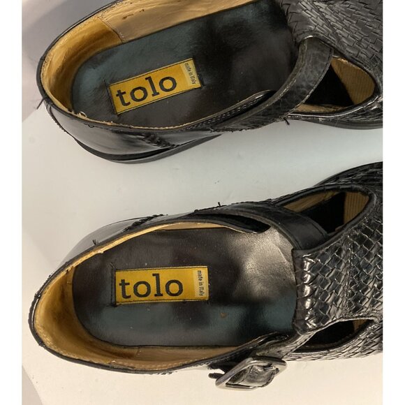 Tolo Men Dress/Casual Basketweave Leather Shoes Black 9.5M Italian To REPAIR - Picture 11 of 12